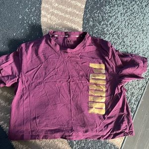 PUMA SIZE XL GOLD/PURPLE LEGGINGS CROP TOP